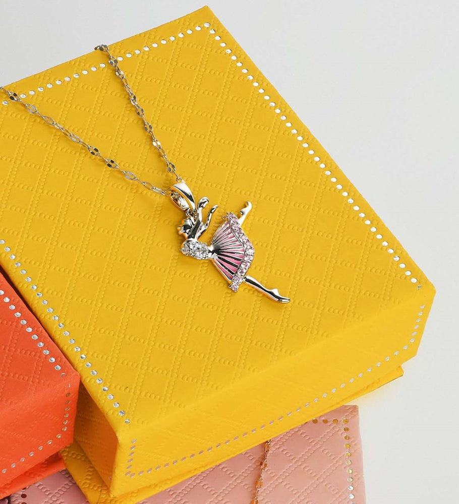 Ballerina Necklace with Teal Jewelry Box