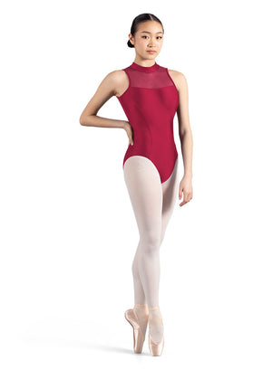 SALE Mirella Glow Mock Neck Open Back Leo - M3118LM (Raspberry)