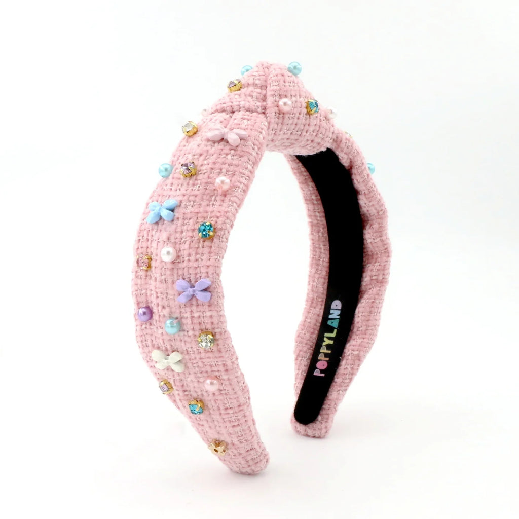 Poppyland Girls Headband - Tweed Bow Multi