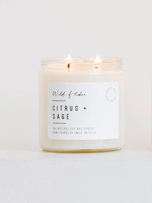 Wild Flicker Citrus + Sage Soy Wax Candle  - Single Wick