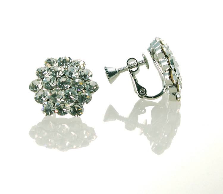 FH2 Crystal Cluster Clear Earrings AZ0015 (pierced & clip-on)